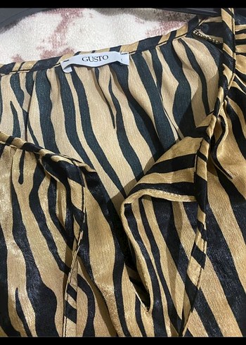 38 Beden siyah Renk Gusto marka Zebra Desenli Elbise