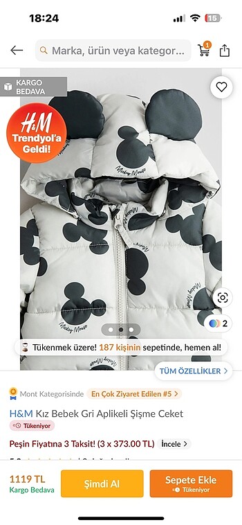 H&M H&M Koz bebek şişme ceket