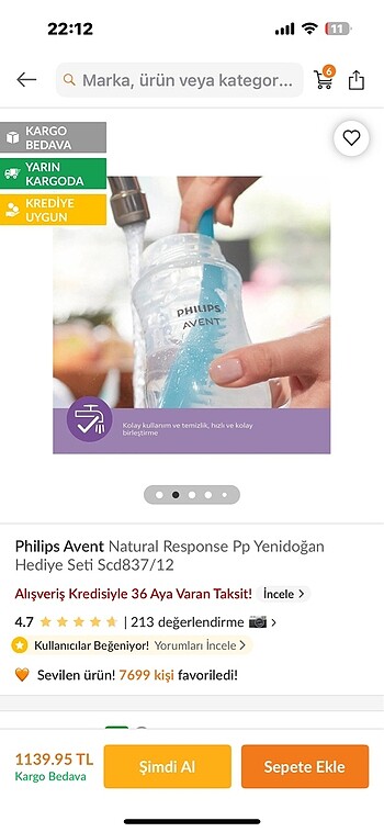 Philips Philips avent biberon yenidoğan hediye seti