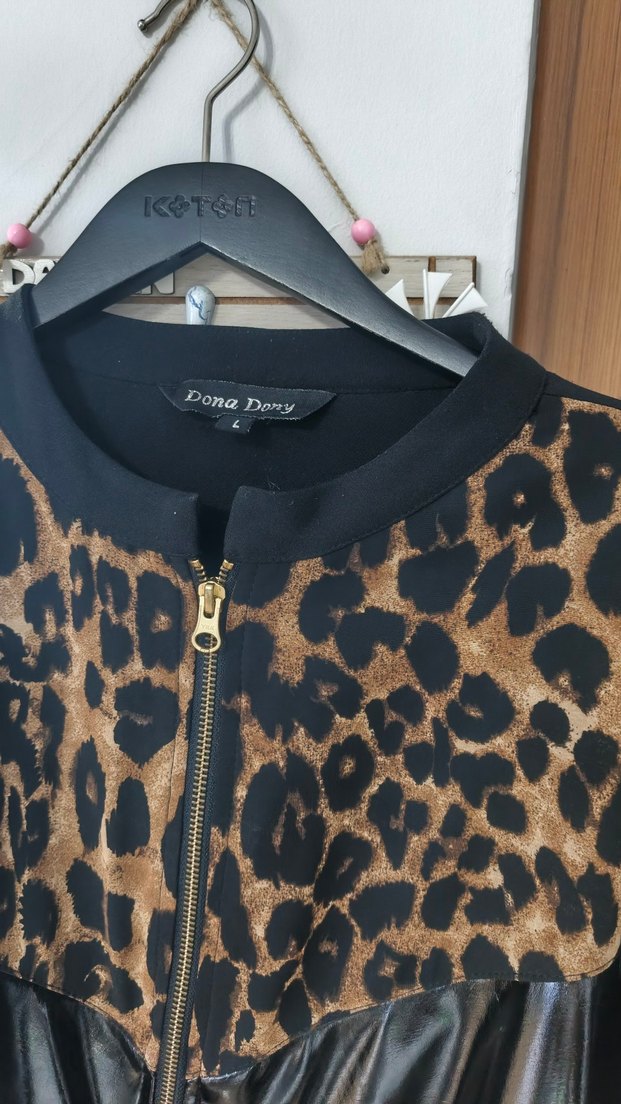 Kahverengi Leopar Desenli Kadın Ceket - Görsel 2