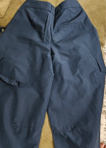 Lacivert Kemerli Kadın paraşüt Pantolon - Görsel 3