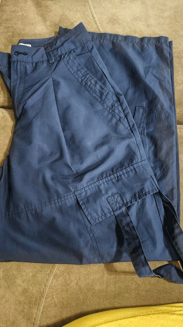 Lacivert Kemerli Kadın paraşüt Pantolon - Görsel 2