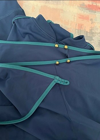 Lacivert Yüksek Yakalı  bayan mayo - Görsel 5