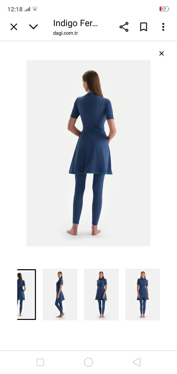 Lacivert Yüksek Yakalı  bayan mayo - Görsel 2