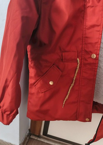 Kürk Detaylı kiremit rengi  Mont - Görsel 7