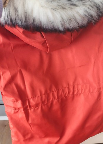 Kürk Detaylı kiremit rengi  Mont - Görsel 6