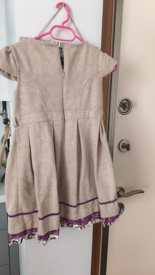 Nakışlı Bej Kız Çocuk Kolsuz Elbise - Görsel 2