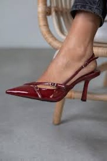 Bordo rugan topuklu ayakkabı stiletto
