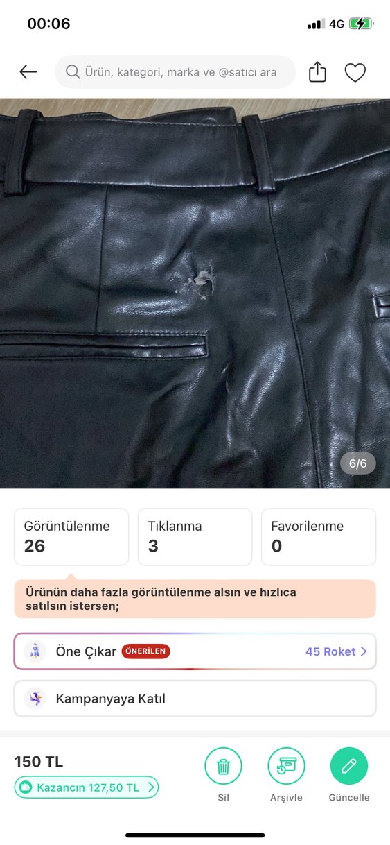 Siyah Deri Mini Şort, Salaş Kesim - Görsel 5