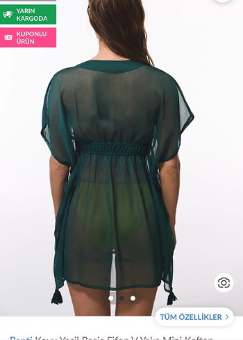 Parlak Yeşil Transparan Bohem Midi Pareo - Görsel 2