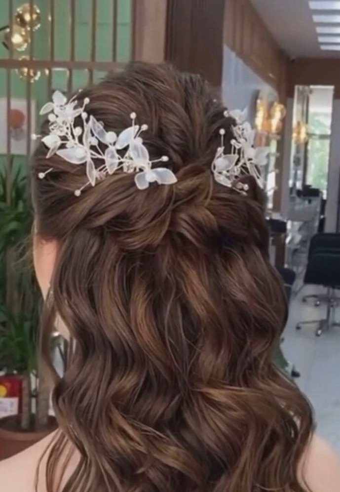 İnci ve Boncuk Detaylı Beyaz Saç Aksesuarı - Görsel 2