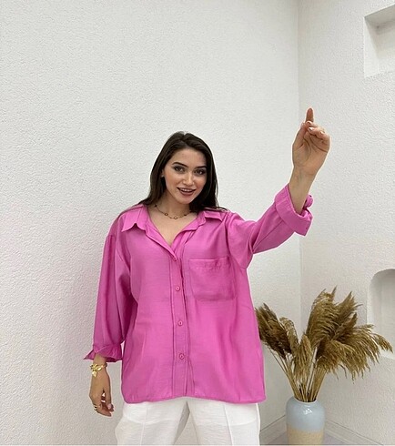 universal Beden pembe Renk Pembe yazlık tril gömlek
