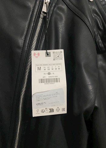 Zara Kemerli Siyah Deri Biker Ceket - Görsel 4