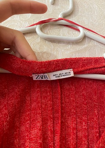 Zara Kırmızı V Yaka Örgü Kadın Kazak