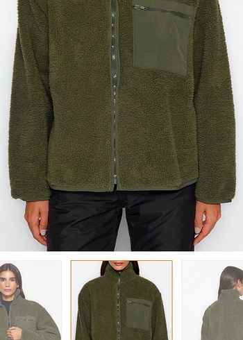 s Beden Milla Haki Polar Fermuarlı Sweatshirt/Mont