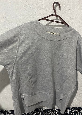 Gri Kadın Keten Salaş Uzun Kollu Kazak - Görsel 3