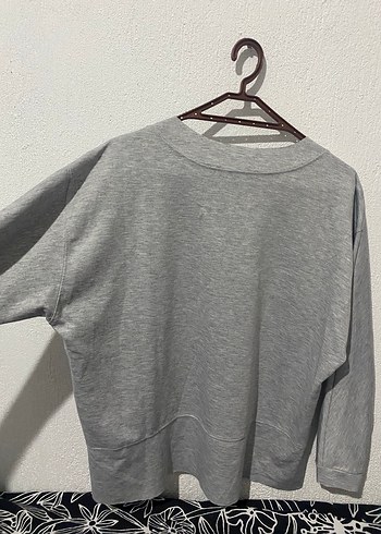 Gri Kadın Keten Salaş Uzun Kollu Kazak - Görsel 4