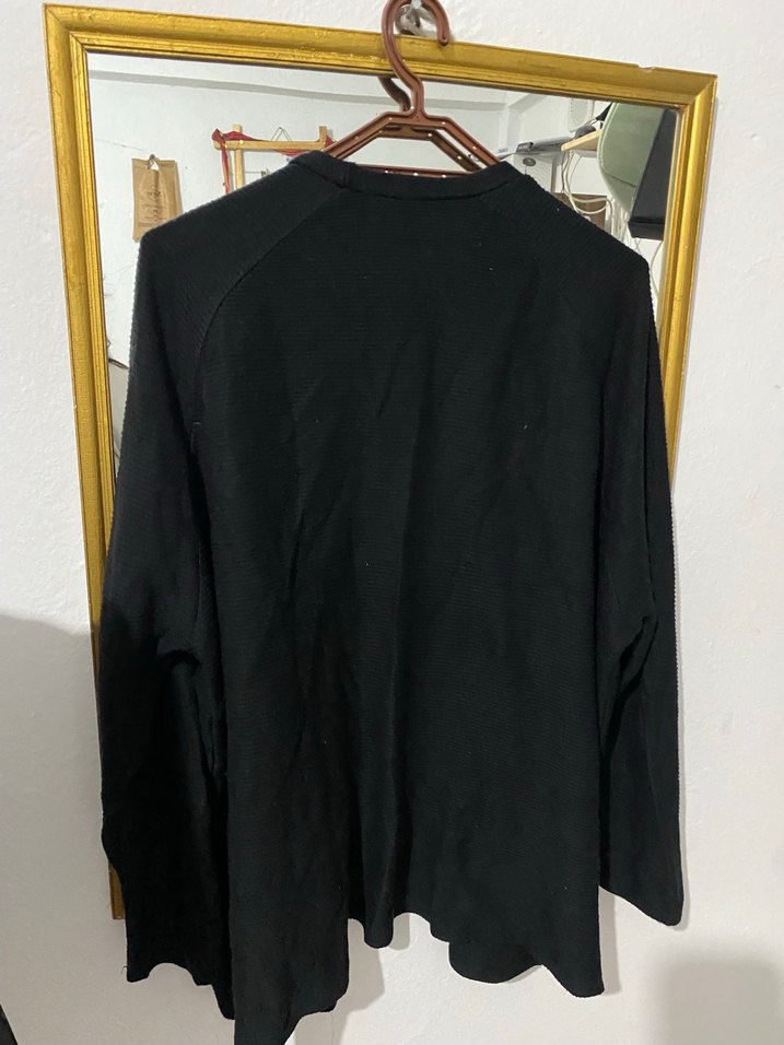 Siyah Kadın Midi Hırka Notched Yaka - Görsel 5