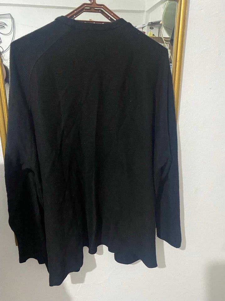 Siyah Kadın Midi Hırka Notched Yaka - Görsel 4