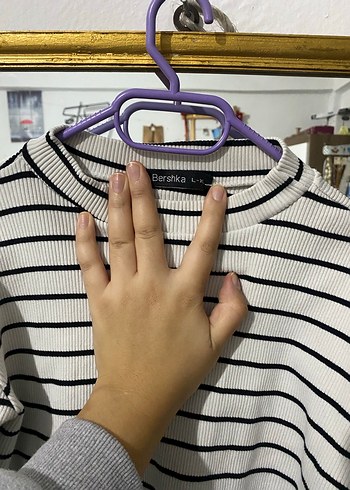 Çizgili Uzun Kollu Kadın Triko - Görsel 2