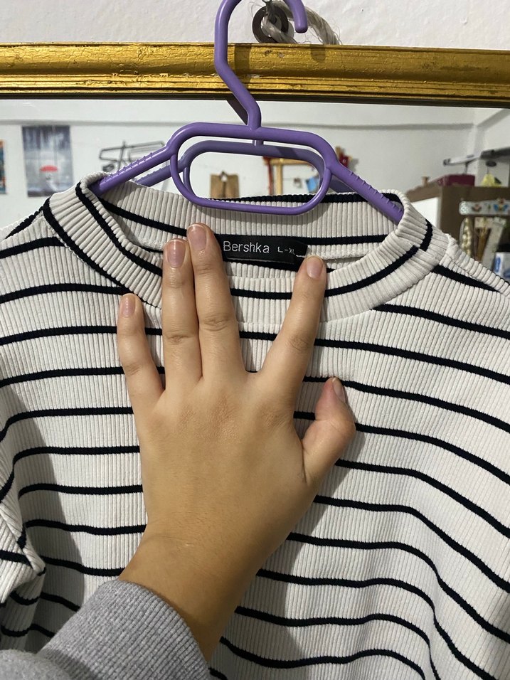 Çizgili Uzun Kollu Kadın Triko - Görsel 2