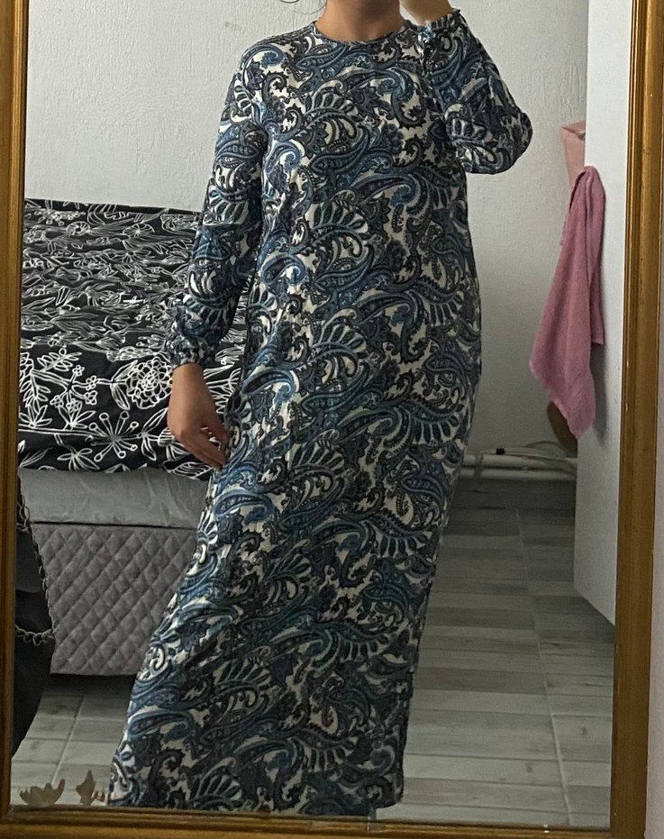 Uzun Kollu Salaş Bohem Kadın Elbise - Görsel 3