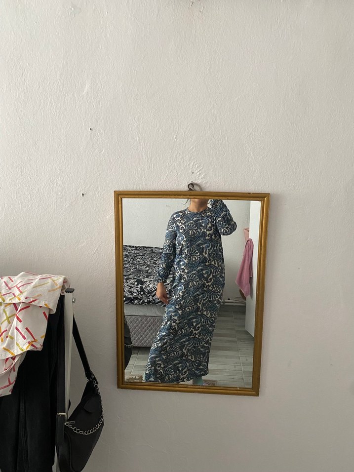 Uzun Kollu Salaş Bohem Kadın Elbise - Görsel 2