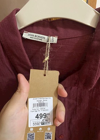 Bordo Kadın Keten Gömlek - Görsel 2