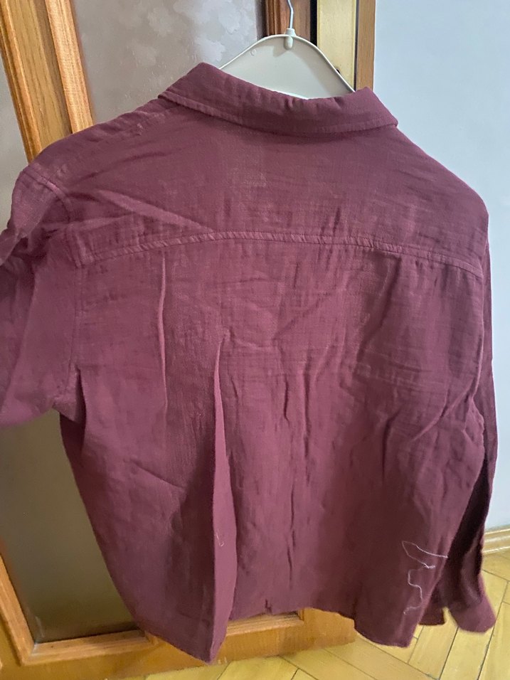 Bordo Kadın Keten Gömlek - Görsel 3