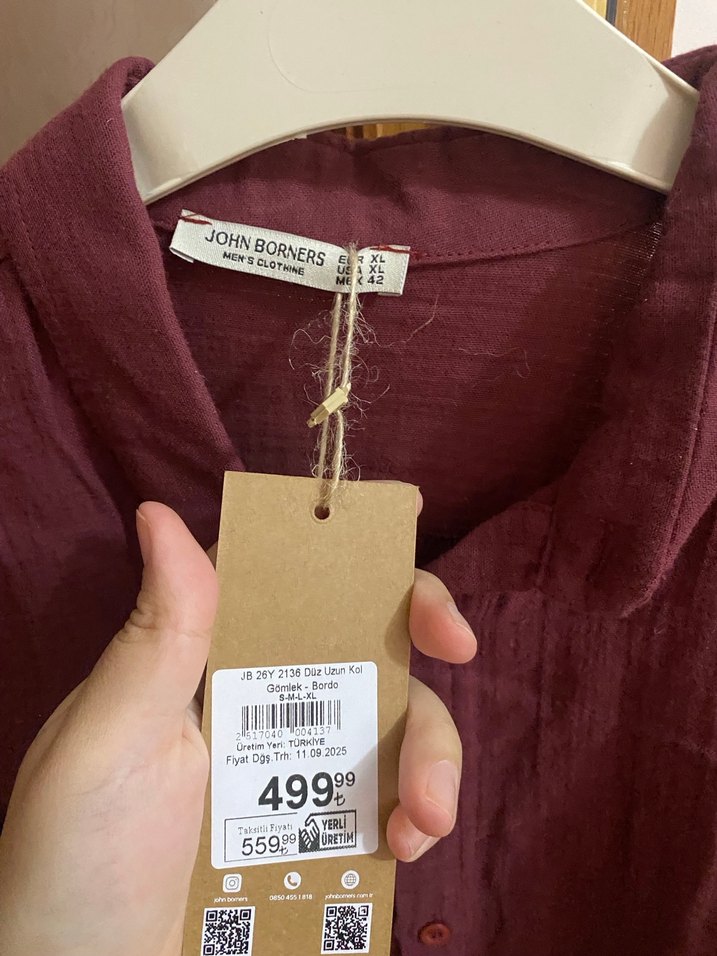 Bordo Kadın Keten Gömlek - Görsel 2