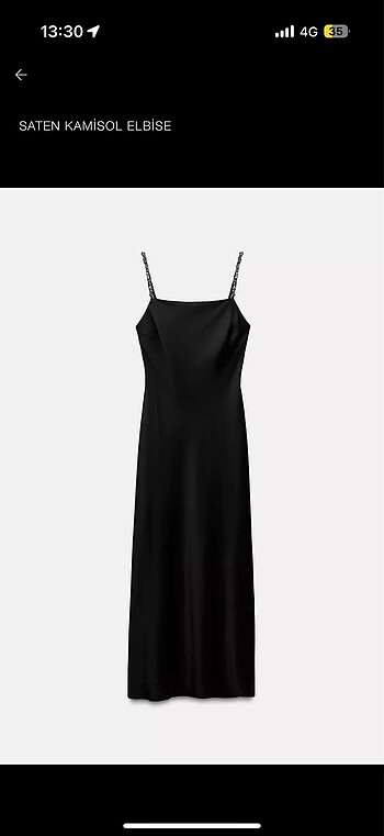 Zara siyah saten elbise