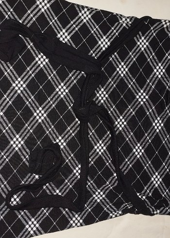 Siyah Ekoseli Fırfırlı Midi Hamile Eteği - Görsel 3