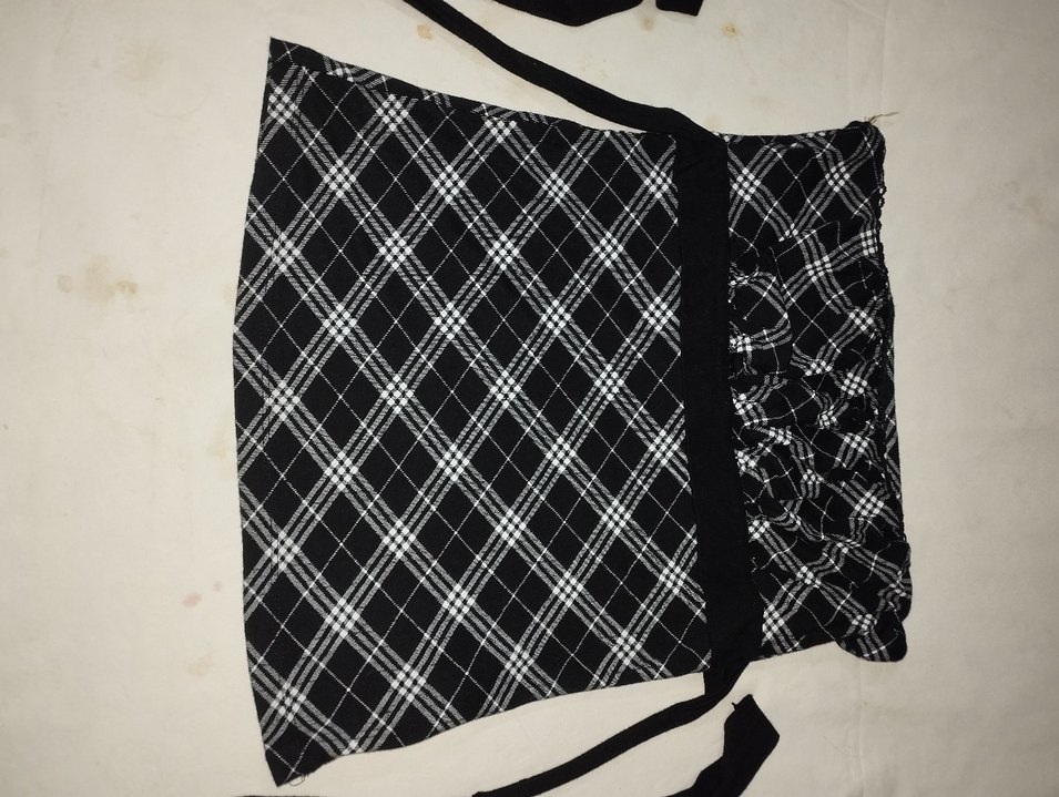 Siyah Ekoseli Fırfırlı Midi Hamile Eteği - Görsel 2