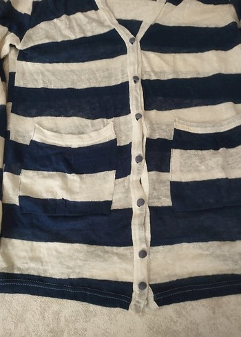 Çizgili Uzun Kollu Düğmeli Hırka - Görsel 2