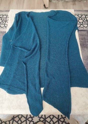 Bohem Tarzı Mavi Kadın Triko Hırka - Görsel 3