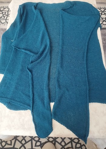 Bohem Tarzı Mavi Kadın Triko Hırka - Görsel 4