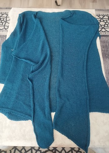 Bohem Tarzı Mavi Kadın Triko Hırka - Görsel 2