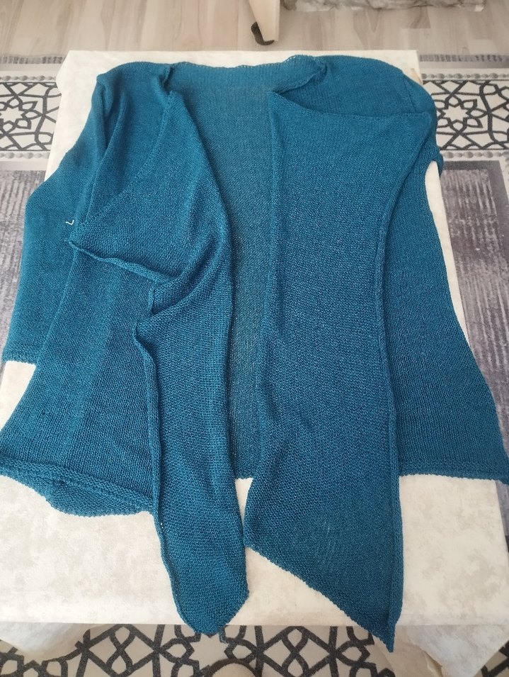 Bohem Tarzı Mavi Kadın Triko Hırka - Görsel 3