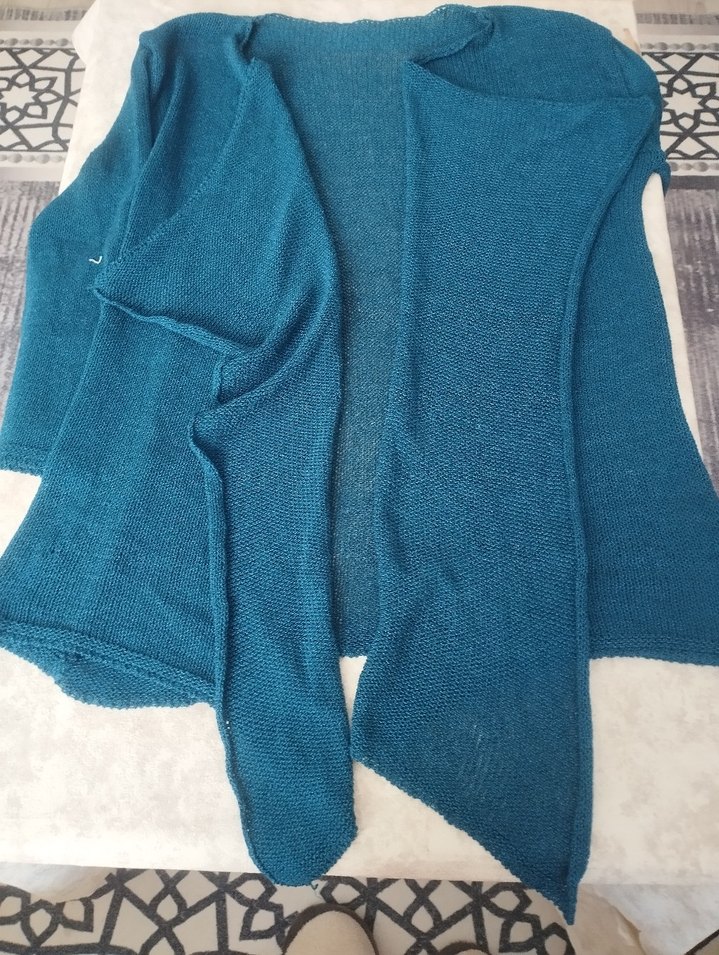 Bohem Tarzı Mavi Kadın Triko Hırka - Görsel 4