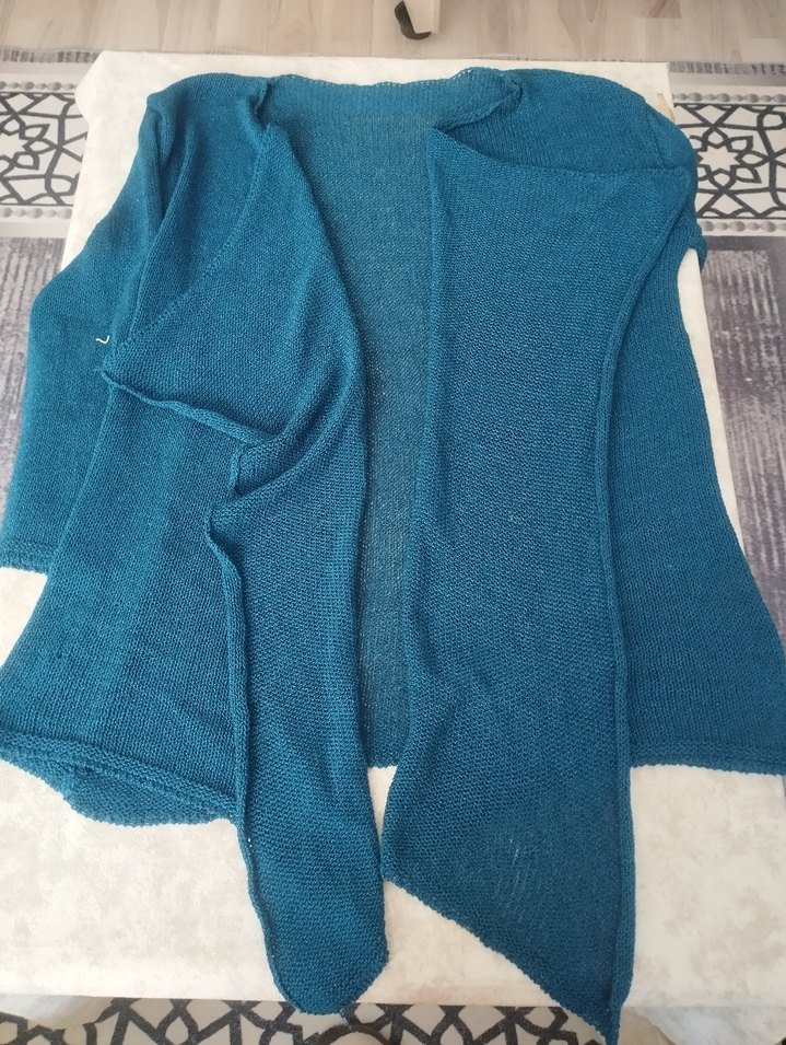 Bohem Tarzı Mavi Kadın Triko Hırka - Görsel 2