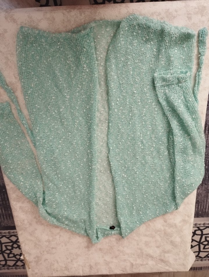 Turkuaz Triko Kadın Hırka - Görsel 3