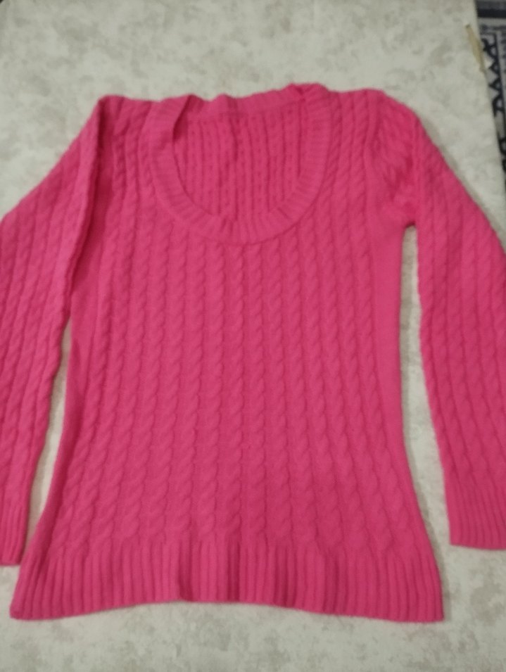 Pembe Örgü Kadın Triko Kazak - Görsel 2