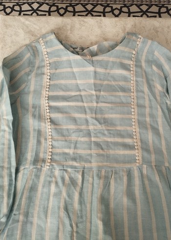 Mavi Çizgili Bohem Hamile Tunik - Görsel 2