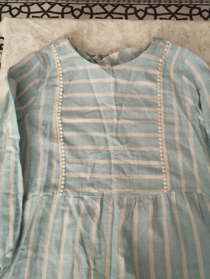 Mavi Çizgili Bohem Hamile Tunik - Görsel 2