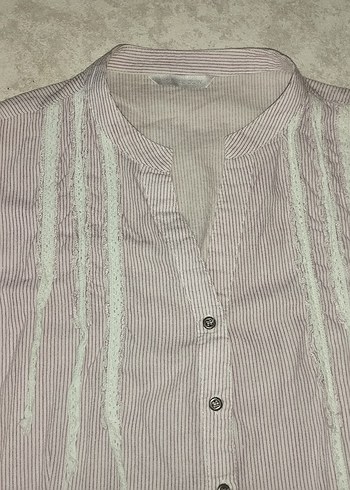 penbe çizgili spor dar kesim gömlek - Görsel 2