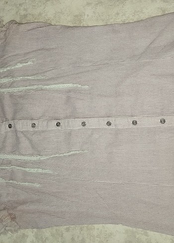 penbe çizgili spor dar kesim gömlek - Görsel 3