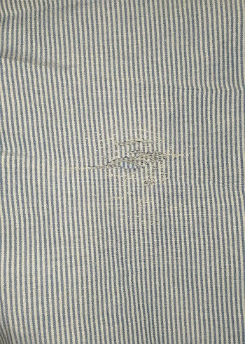 Mavi Çizgili Uzun Kollu Keten Gömlek - Görsel 5