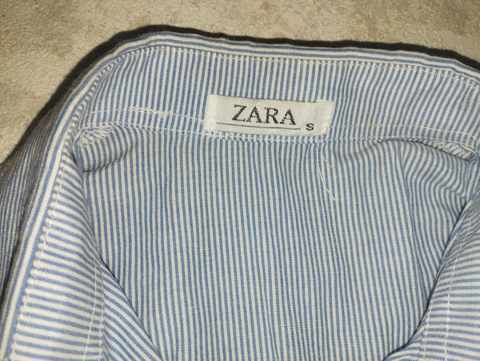 Mavi Çizgili Uzun Kollu Keten Gömlek - Görsel 3