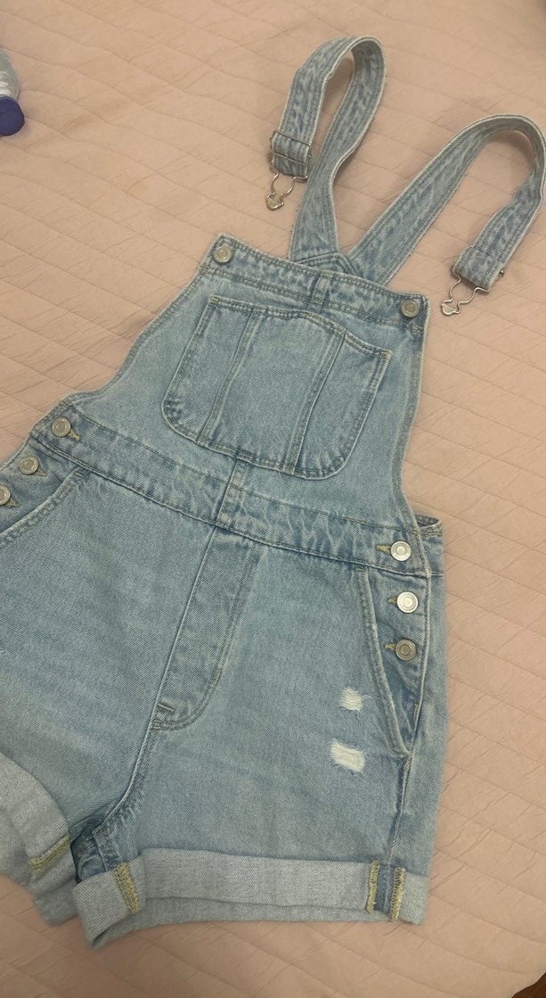 Mavi Denim Kısa Askılı Tulum - Görsel 3