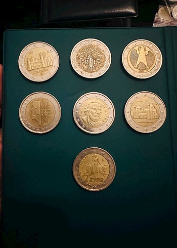Altin Tonlu 7 Parcali Euro Metal Para Seti
